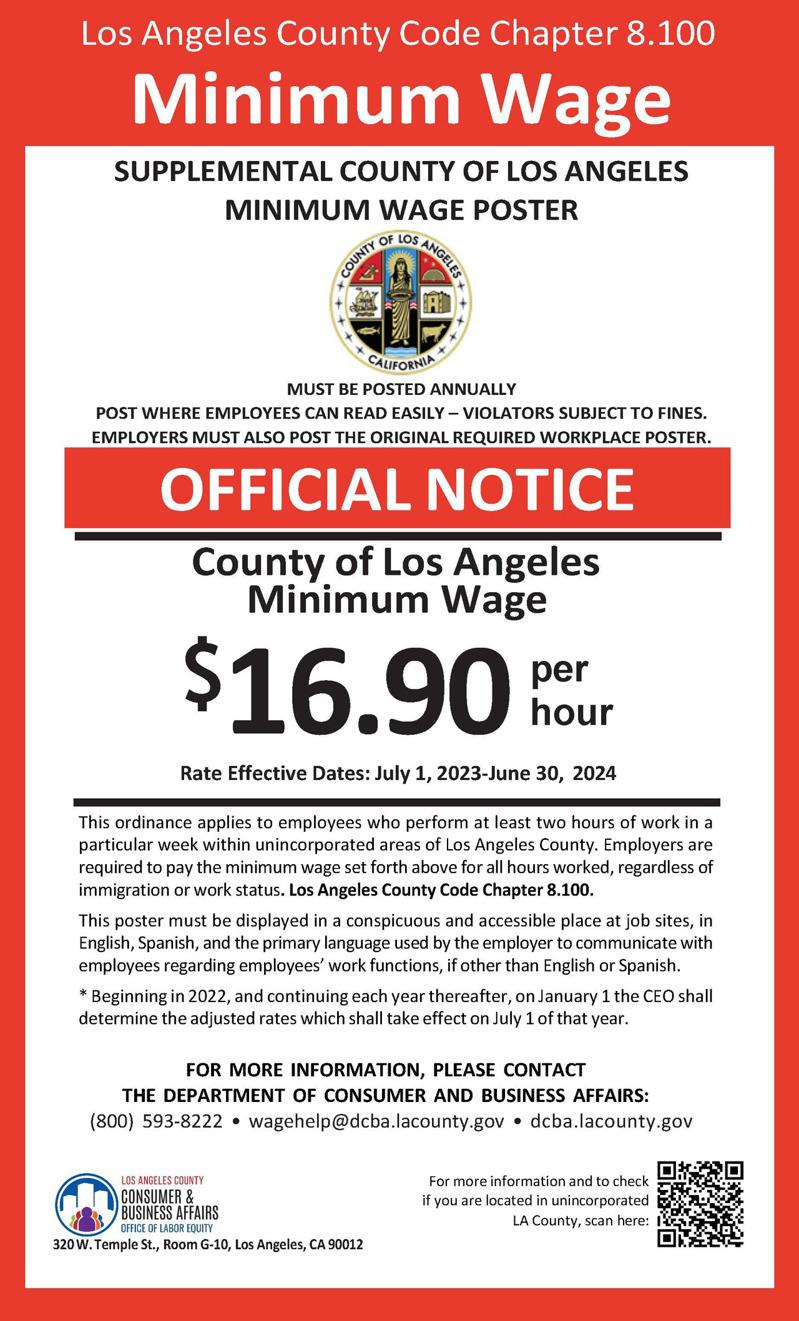 洛縣縣屬地最低時薪上調至16.9元 多市發布通知 南加頭條 洛杉磯 世界新聞網