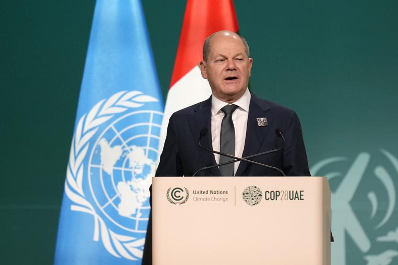 德國總理蕭茲在COP28會議上，另邀36國組成「氣候俱樂部」。(美聯社)