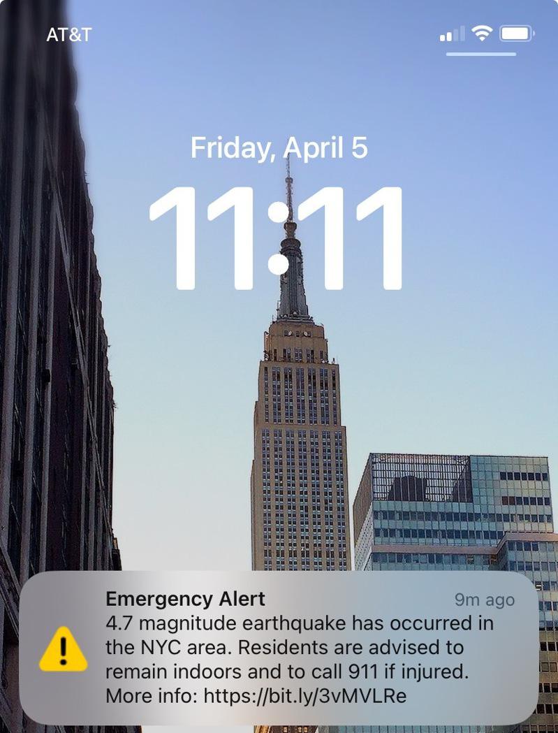 规模4.8地震袭新州 纽约明显晃动 警报迟到40分钟