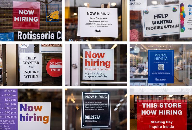 美國勞動市場正在分裂，有些企業已停止招聘，有些企業總是找不到足夠員工。（歐新社）