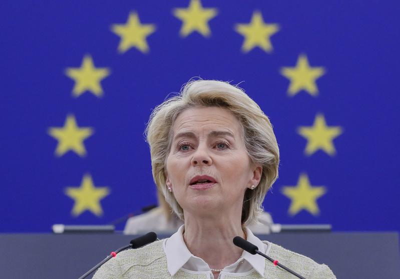 范德賴恩4日在歐洲議會上公布最新一輪對俄制裁措施細節。歐新社