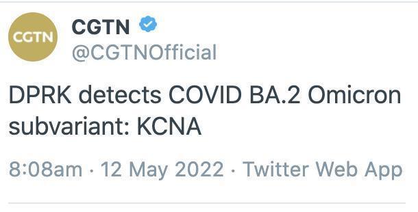 CGTN reports that North Korea has discovered the new coronavirus.  (CGTN screenshot)