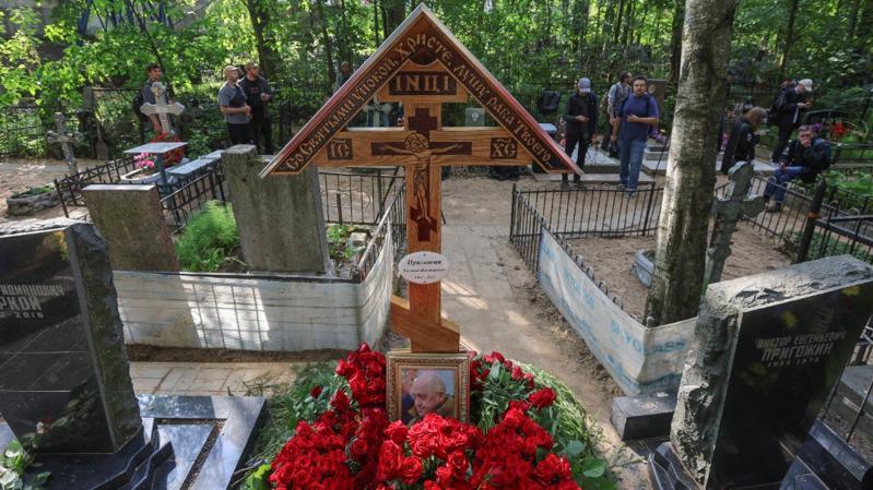 俄國傭兵組織「瓦格納集團」首腦普里格津之墓，位於俄羅斯聖彼得堡火藥公墓。(路透)