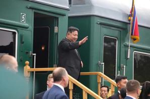 北韓領導人金正恩今天結束對俄羅斯的訪問，搭乘裝甲列車離開俄國遠東地區。（路透）