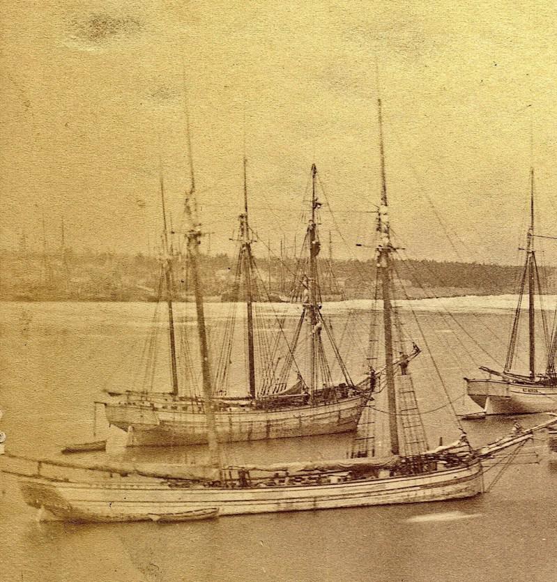 圖為1873 年航行在安大略省薩尼亞市（Sarnia）的雙桅縱帆船「千里達號」(...