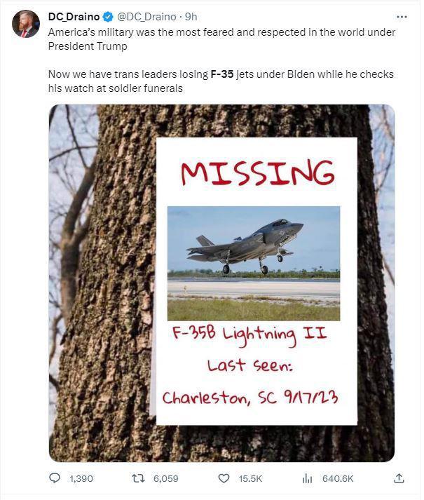 網友P圖，嘲笑美軍找戰機的方式像尋找失蹤兒。（取材自X平台）