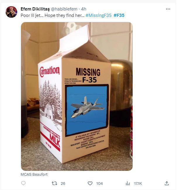 網友P圖，美軍可以在牛奶盒上刊登失蹤啟事。（取材自X平台）