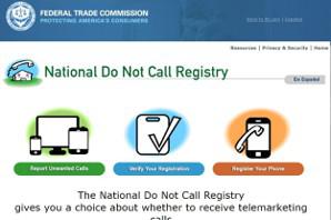聯邦貿易委員會的Do Not Call Registry網站。（取自donotcall.gov）