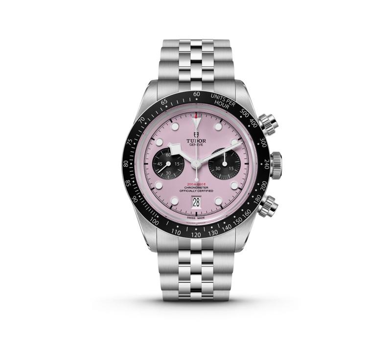 Black Bay Chrono pink model, stainless steel, 41 mm, self-winding movement, time display and...